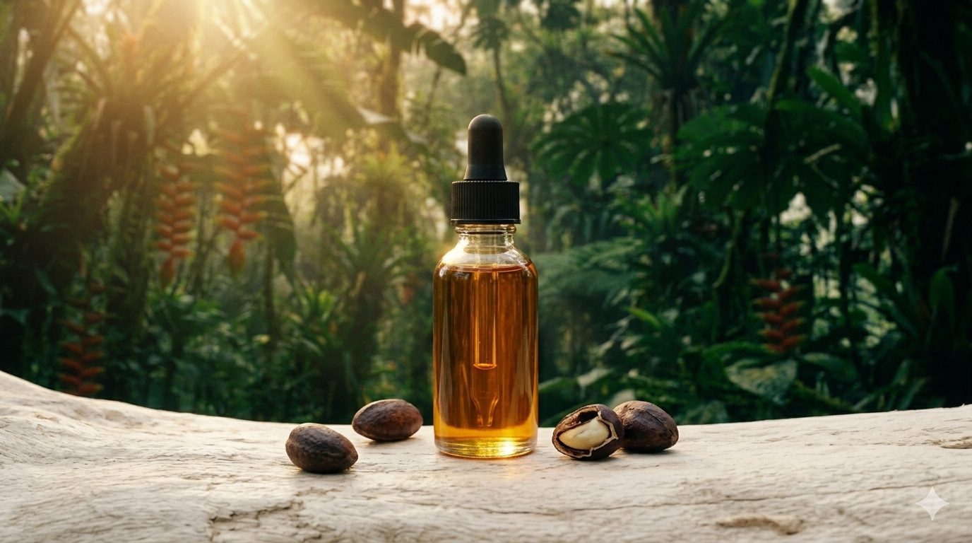 Cacay oil dropper bottle with seeds, Colombian Amazon rainforest